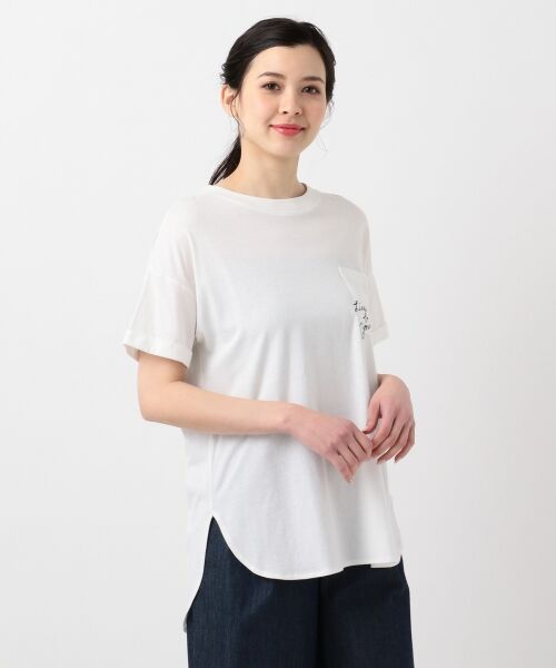L size ONWARD(大きいサイズ) / エルサイズオンワード Tシャツ | 【L'aube】シャツテールポケット Tシャツ | 詳細3
