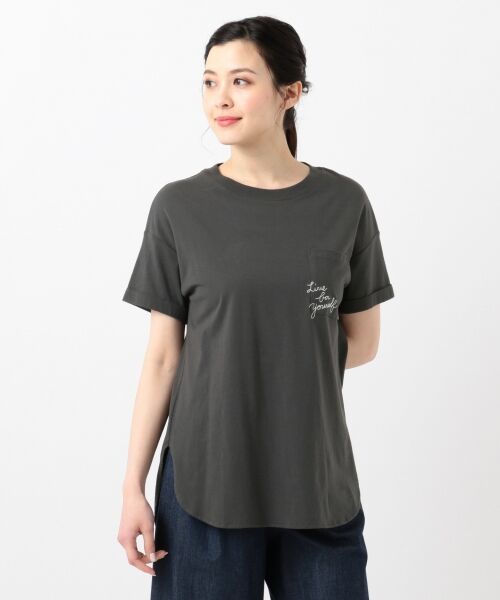 L size ONWARD(大きいサイズ) / エルサイズオンワード Tシャツ | 【L'aube】シャツテールポケット Tシャツ | 詳細13
