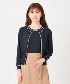 L size ONWARD(大きいサイズ) / エルサイズオンワード カーディガン・ボレロ | 【2SET】ライン配色 ツインセット