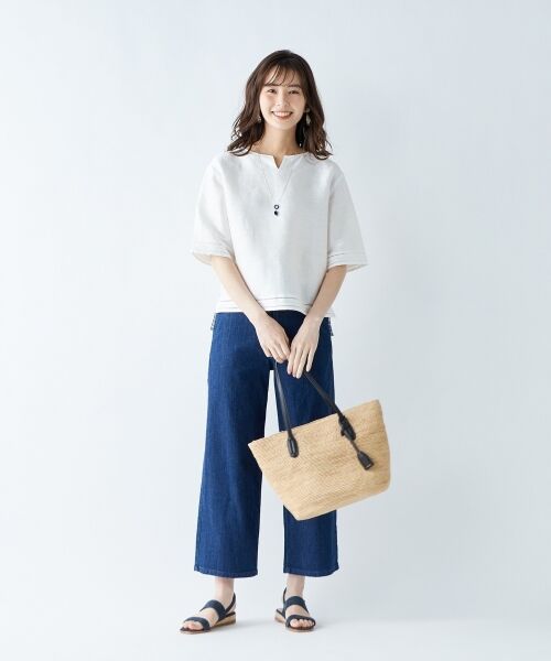 L size ONWARD(大きいサイズ) / エルサイズオンワード Tシャツ | 【洗える】Safilin Linen カットソー | 詳細1