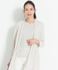 L size ONWARD(大きいサイズ) / エルサイズオンワード Tシャツ | 【洗える】スクリューシアサッカー ジャージースリットネックプルオーバー