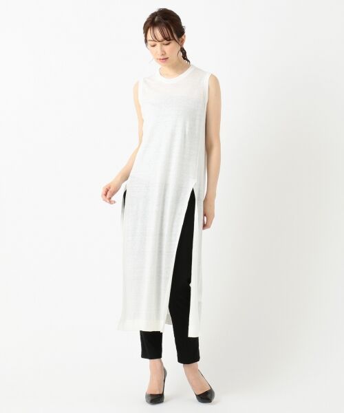 L size ONWARD(大きいサイズ) / エルサイズオンワード ニット・セーター | Linen スリットワンピース | 詳細1