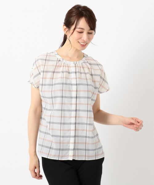 L size ONWARD(大きいサイズ) / エルサイズオンワード トップス | 【洗える】キュプラコットンドビーチェック ブラウス | 詳細2