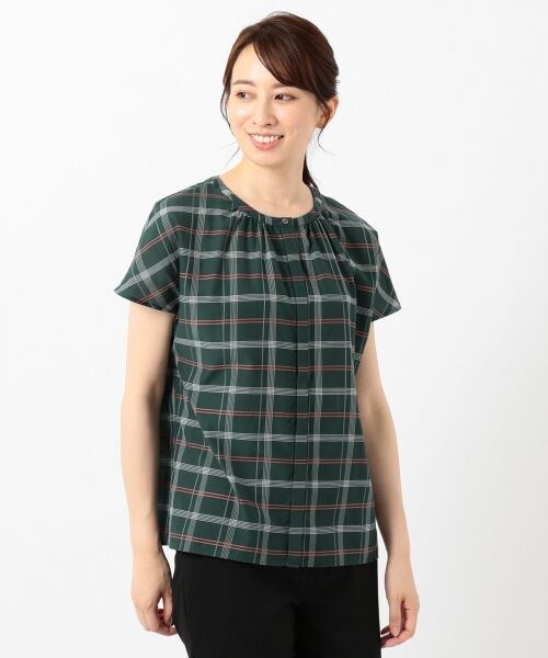 L size ONWARD(大きいサイズ) / エルサイズオンワード トップス | 【洗える】キュプラコットンドビーチェック ブラウス | 詳細5