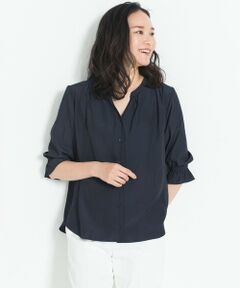 L size ONWARD(大きいサイズ) / エルサイズオンワード シャツ・ブラウス | 【新色追加・洗える】ギャザーサテン ブラウス