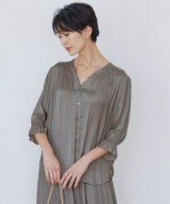 L size ONWARD(大きいサイズ) / エルサイズオンワード シャツ・ブラウス | 【新色追加・洗える】ギャザーサテン ブラウス