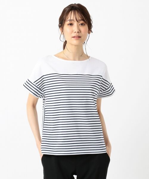 L size ONWARD(大きいサイズ) / エルサイズオンワード Tシャツ | 【洗える】デラヴェボーダー Tシャツ | 詳細3