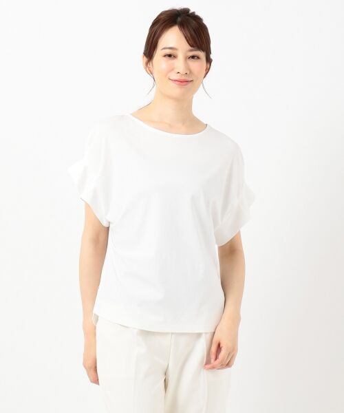 L size ONWARD(大きいサイズ) / エルサイズオンワード Tシャツ | 【おうち時間に】Rich cottonスムース タックスリーブ Tシャツ | 詳細3