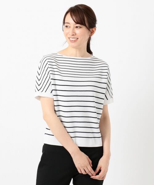 L size ONWARD(大きいサイズ) / エルサイズオンワード ニット・セーター | 【洗える】コットンアセテートミラノボーダー ニット | 詳細2