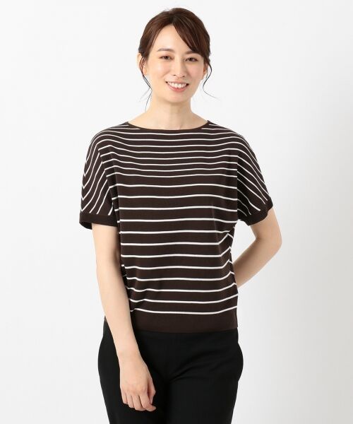 L size ONWARD(大きいサイズ) / エルサイズオンワード ニット・セーター | 【洗える】コットンアセテートミラノボーダー ニット | 詳細5