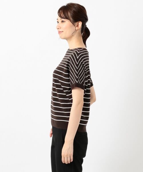 L size ONWARD(大きいサイズ) / エルサイズオンワード ニット・セーター | 【洗える】コットンアセテートミラノボーダー ニット | 詳細6