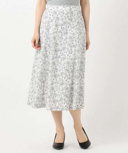 L size ONWARD(大きいサイズ) / エルサイズオンワード ミニ・ひざ丈スカート | 【洗える】ポリエステルデシン更紗プリント スカート | 詳細3