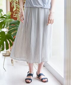 L size ONWARD(大きいサイズ) / エルサイズオンワード ミニ・ひざ丈スカート | 【洗える】ポーラーストライプ スカート