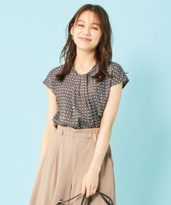 L size ONWARD(大きいサイズ) / エルサイズオンワード トップス | 【洗える】幾何小紋プリント ブラウス