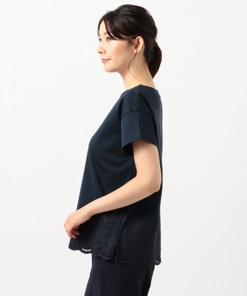 L size ONWARD(大きいサイズ) / エルサイズオンワード Tシャツ | 【UVケア・消臭効果・接触冷感】コンパクトコットンスムース裾刺繍 Tシャツ | 詳細10