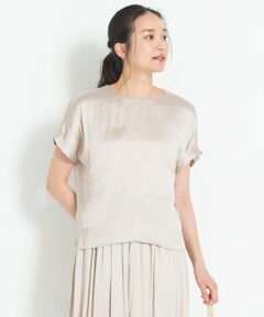 L size ONWARD(大きいサイズ) / エルサイズオンワード カットソー | 【洗える】イージーサテン 異素材コンビカットソー