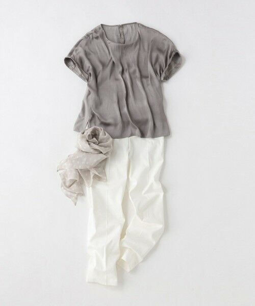 L size ONWARD(大きいサイズ) / エルサイズオンワード カットソー | 【洗える】イージーサテン 異素材コンビカットソー | 詳細7