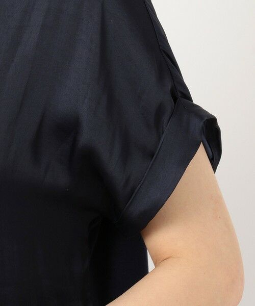 L size ONWARD(大きいサイズ) / エルサイズオンワード カットソー | 【洗える】イージーサテン 異素材コンビカットソー | 詳細13