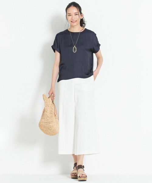 L size ONWARD(大きいサイズ) / エルサイズオンワード カットソー | 【洗える】イージーサテン 異素材コンビカットソー | 詳細8