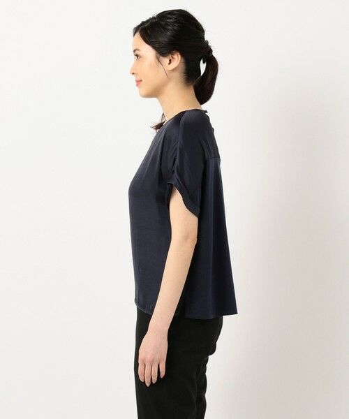 L size ONWARD(大きいサイズ) / エルサイズオンワード カットソー | 【洗える】イージーサテン 異素材コンビカットソー | 詳細9