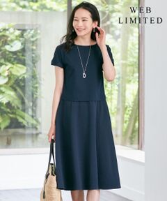 L size ONWARD(大きいサイズ) / エルサイズオンワード ミニ丈・ひざ丈ワンピース | 【WEB限定】洗えるサッカージャージー ワンピース