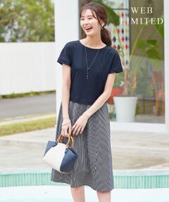 L size ONWARD(大きいサイズ) / エルサイズオンワード ミニ丈・ひざ丈ワンピース | 【WEB限定】洗えるサッカージャージー ワンピース