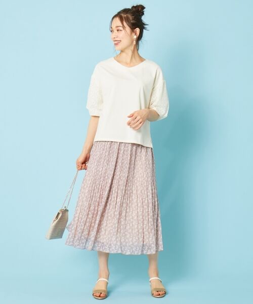 セール】 【洗える】刺繍風フラワープリントロング スカート （ミニ 