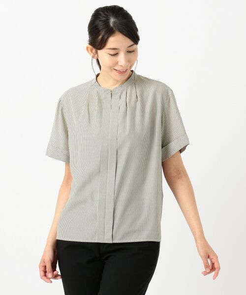 L size ONWARD(大きいサイズ) / エルサイズオンワード トップス | 【洗える】アセテートVisストライプ ブラウス | 詳細2