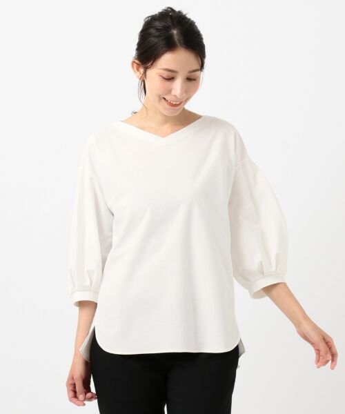 L size ONWARD(大きいサイズ) / エルサイズオンワード Tシャツ | 【接触冷感】NEW TWIST PLAIN JESEY ボリュームスリーブ カットソー | 詳細2