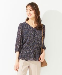 L size ONWARD(大きいサイズ) / エルサイズオンワード トップス | 【洗える】楊柳プリント ブラウス