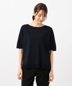 L size ONWARD(大きいサイズ) / エルサイズオンワード ニット・セーター | 【洗える】レーヨンストレッチ 前後切替半袖 ニット