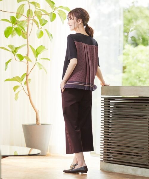 L size ONWARD(大きいサイズ) / エルサイズオンワード ニット・セーター | 【洗える】レーヨンストレッチ 前後切替半袖 ニット | 詳細2