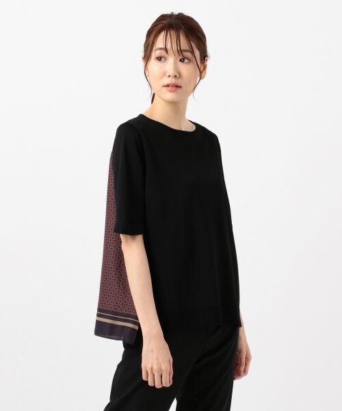 L size ONWARD(大きいサイズ) / エルサイズオンワード ニット・セーター | 【洗える】レーヨンストレッチ 前後切替半袖 ニット | 詳細4