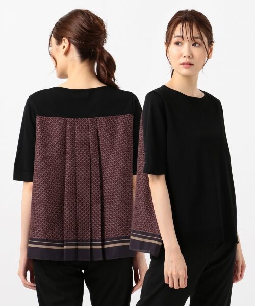 L size ONWARD(大きいサイズ) / エルサイズオンワード ニット・セーター | 【洗える】レーヨンストレッチ 前後切替半袖 ニット | 詳細5