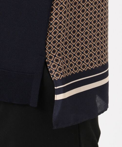 L size ONWARD(大きいサイズ) / エルサイズオンワード ニット・セーター | 【洗える】レーヨンストレッチ 前後切替半袖 ニット | 詳細10