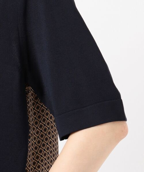 L size ONWARD(大きいサイズ) / エルサイズオンワード ニット・セーター | 【洗える】レーヨンストレッチ 前後切替半袖 ニット | 詳細9