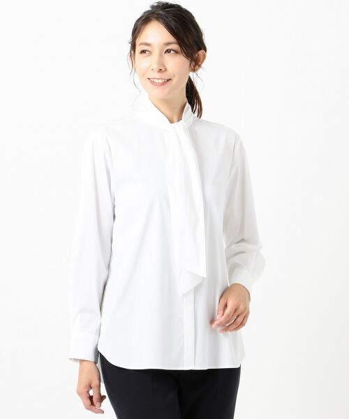 L size ONWARD(大きいサイズ) / エルサイズオンワード トップス | 【伸縮性素材】SOMELOS JOYCE バンドカラー ブラウス | 詳細2