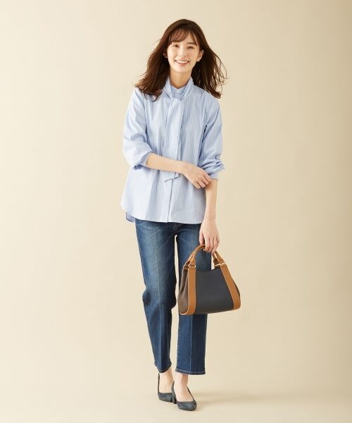 L size ONWARD(大きいサイズ) / エルサイズオンワード トップス | 【伸縮性素材】SOMELOS JOYCE バンドカラー ブラウス | 詳細5