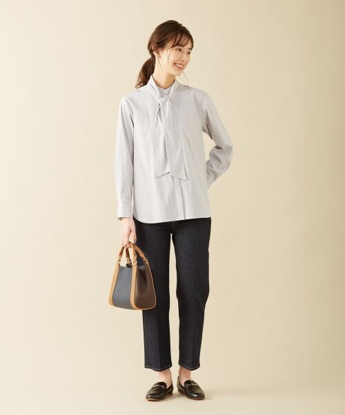 L size ONWARD(大きいサイズ) / エルサイズオンワード トップス | 【伸縮性素材】SOMELOS JOYCE バンドカラー ブラウス | 詳細9