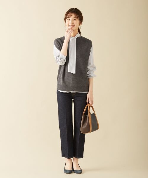 L size ONWARD(大きいサイズ) / エルサイズオンワード トップス | 【伸縮性素材】SOMELOS JOYCE バンドカラー ブラウス | 詳細10