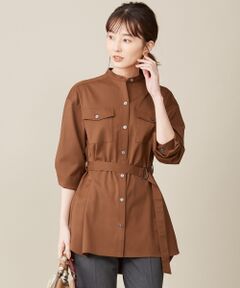 【洗える】シワになりにくい ストレッチツイル ブラウス