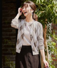 L size ONWARD(大きいサイズ) / エルサイズオンワード カーディガン・ボレロ | 【洗える】アーガイルツイン ニット