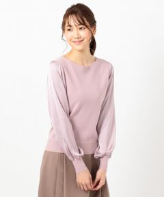 L size ONWARD(大きいサイズ) / エルサイズオンワード ニット・セーター | 【洗える】スリーブサテン ニット