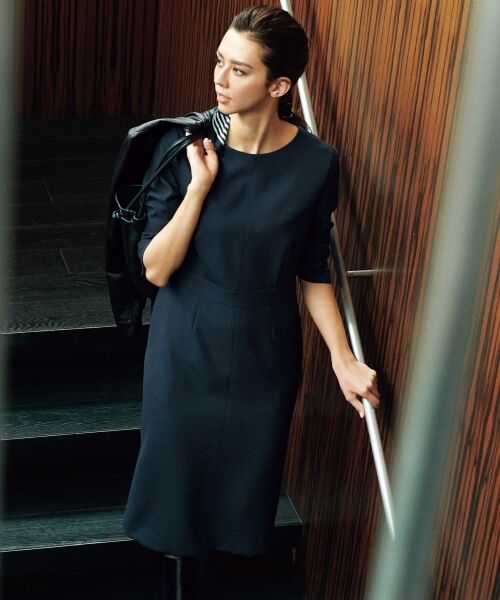 セール マガジン掲載 ダブルクロスストレッチ ワンピース 番号j56 ミニ丈 ひざ丈ワンピース L Size Onward 大きいサイズ エルサイズオンワード ファッション通販 タカシマヤファッションスクエア