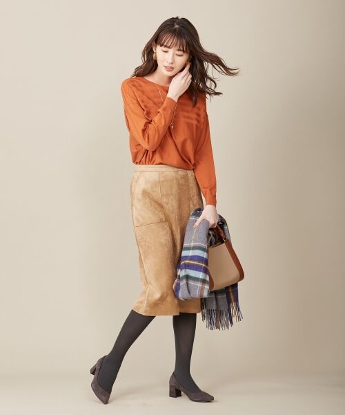 L size ONWARD(大きいサイズ) / エルサイズオンワード ミニ・ひざ丈スカート | 【洗える】ウェードダンボール スカート | 詳細8