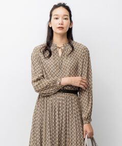 L size ONWARD(大きいサイズ) / エルサイズオンワード トップス | 【2WAY】ジオメトリックプリント ブラウス