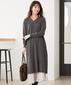 L size ONWARD(大きいサイズ) / エルサイズオンワード ロング・マキシ丈ワンピース | 【洗える】ニットドレス ワンピース