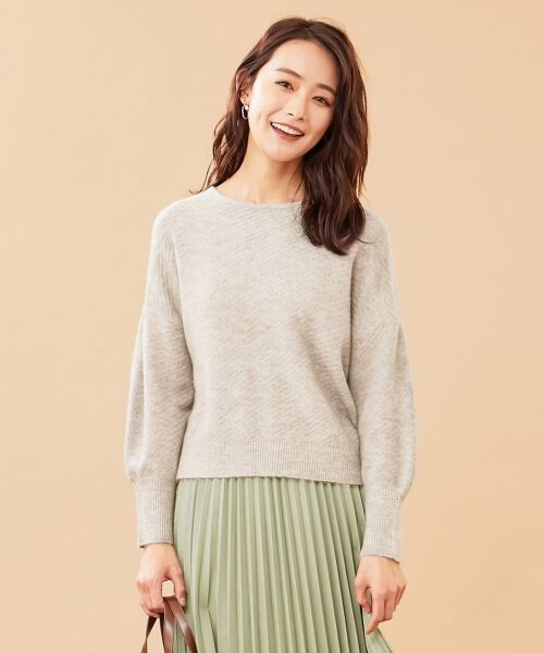 L size ONWARD(大きいサイズ) / エルサイズオンワード ニット・セーター | 【洗える】ソフトミックスヤーン ニット（ミックスベージュ）