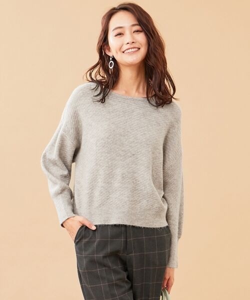 L size ONWARD(大きいサイズ) / エルサイズオンワード ニット・セーター | 【洗える】ソフトミックスヤーン ニット（モカ）