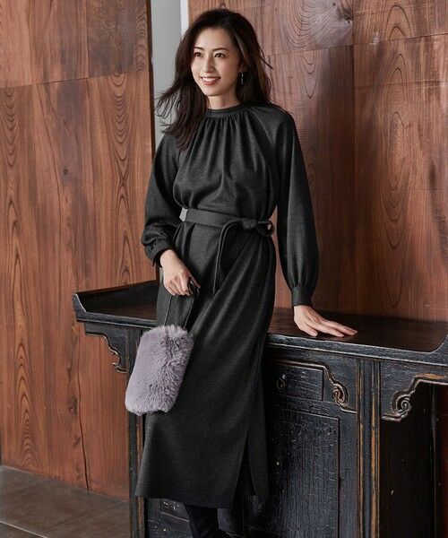 セール ベルト付き ウールハイネック ワンピース ロング マキシ丈ワンピース L Size Onward 大きいサイズ エルサイズオンワード ファッション通販 タカシマヤファッションスクエア